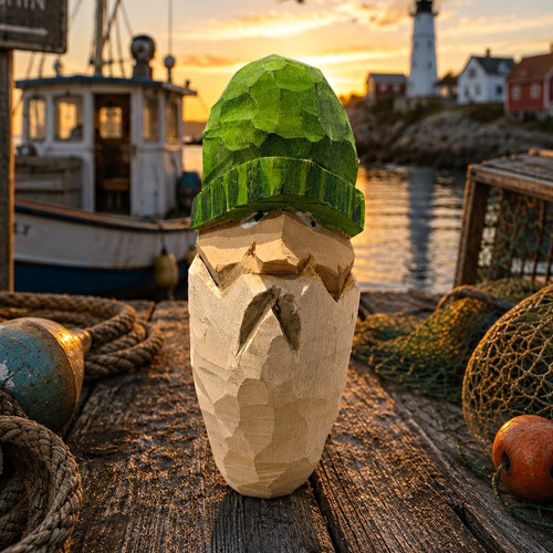Hand carved wooden - carved, fisherman