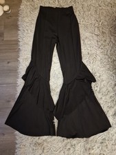 Black 70s Style Flared Trousers Size S