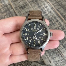 Timex Indiglo WR 50M Quartz Analog Leather Strap CR2018 Gun Metal Works Amazing 