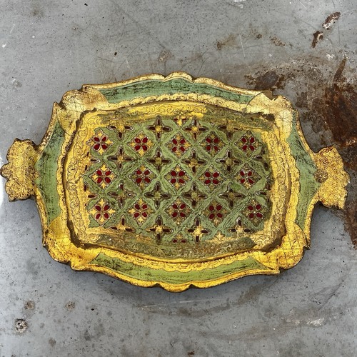 Small vintage florentine tray - vintage,