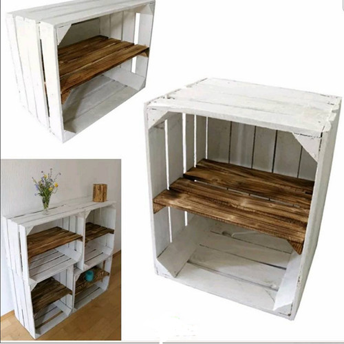 White painted apple crate - x,