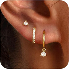 3 Pairs Gold Hoop Earrings