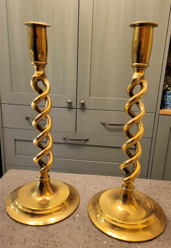 Pair vintage brass heavy - of,