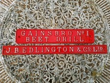 Vintage Cast Iron Nameplate Plaque Sign JB EDLINGTON BEET GAINSBRO No1 FREE P&P 