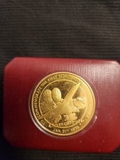 1976  22ct Gold On Silver Coin Concorde 1st Passenger Flight London To Bahrain