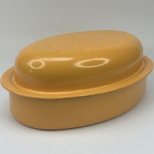 Traditional French Kitchen Vintage Style Yellow Enamel Casserole Pot & Rack