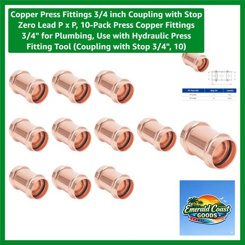 Pack copper press coupling - 10-pack,