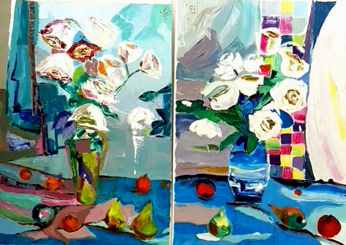 Roses canvas original oil - original,