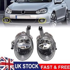 New For Vw Golf Mk6 Jetta Caddy Front Fog Light Lamp Lens Pair N/S O/S 2009 2012