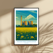 Fiddlers Ferry Power Station Print – Travel Poster Style | Industrial Landscape