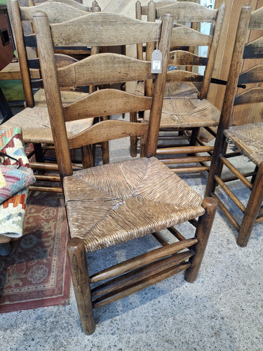 Vintage rush seated chair - rush, with