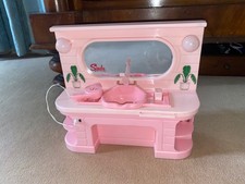 SINDY DOLL 1970S Vintage Salon Pink Vanity Mirror Sink Hair Dryer Pedigree House