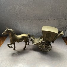 Heavy big solid brass vintage romany traveller horse and wagon cart