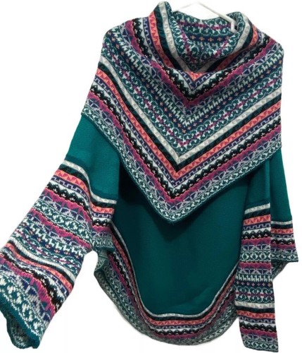 Peruvian alpaca wool poncho - peruvian,