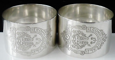 Pair Sterling Silver Masonic Commonwealth Lodge Napkin Rings Sheffield 1934 1936