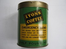 WW2 Home Front Lyon's Coffee Emergency Blend Half Pound tin EMPTY