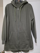 Khaki Longline Zip Hoodie