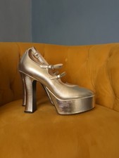 Size 9 Super High Heeled  Sexy Silver Platform  CD TV Strappy Shoes