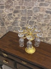 Dolls House 1/12 Scale Ornate Miniature Metal Glass Holder Stand 6 Wine Glasses