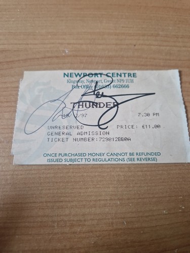 Thunder signed concert ticket - signed,