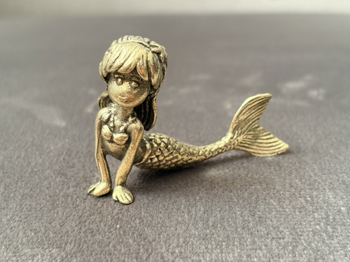 Solid brass mermaid lying - solid,