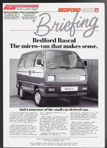 Bedford rascal briefing 1988 - bedford,