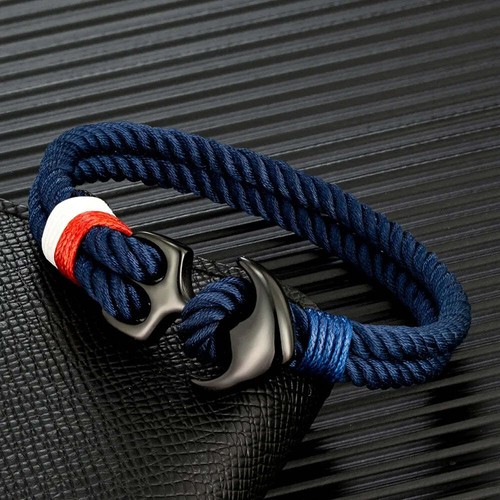 Mens anchor bracelet double - anchor,