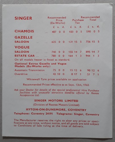 Singer range price list - singer,
