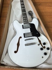es-335 White Hollow Electric Guitar 2H Pickups Black Fretboard 6 Strings
