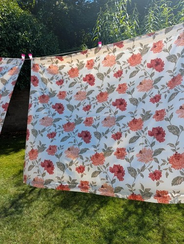 Floral vintage curtains rust - floral,