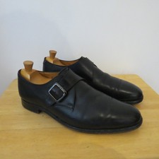 Grenson Shoes UK 10 F Single Monk Strap Black Leather England Northampton Suit