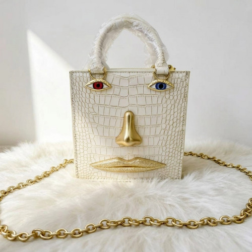 White mini tote bag sculptural - white,