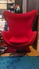 Arne Jacobsen Fritz Hansen Style Egg Chair Mid Century Retro 50s Red Fabric L@@K