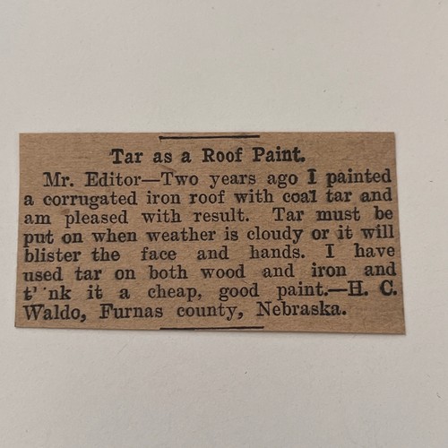Tar roof paint and - roof,