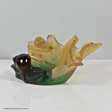 Daum, Nancy large paté de verre glass Snail dish