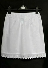 New White/Black Underskirt UK size 6-20 100% Pure Cotton Half Slip 27" Petticoat
