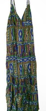 Next Tribal Print Tiered Maxi Dress navy brown sleeveless Size 8 New Tags BNWT