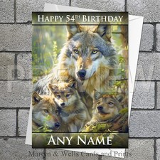 Grey Wolf birthday card. 5x7