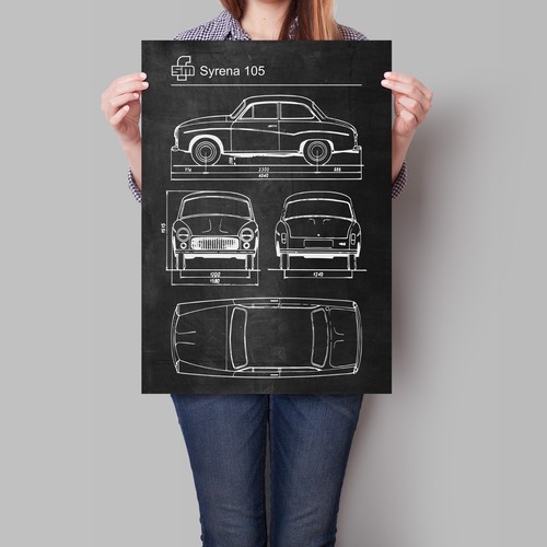 Syrena 105 car poster - car, retro