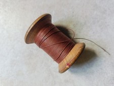 Vintage Linen Threads on a Wooden Spool Height 5,5cm Diameter 4,5cm
