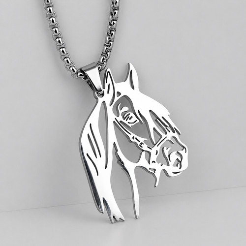 Horse head necklace stainless - necklace,