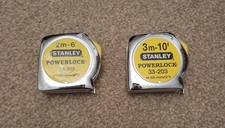 Vintage Stanley Powerlock 2m & 3m Metal Tape Measures Very Good Used Cond