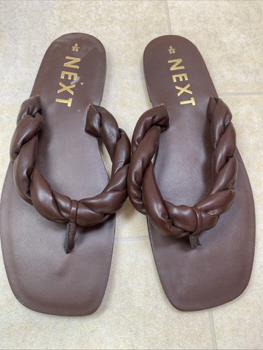 Brown leather flip flop - brown,