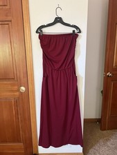 Burgundy Strapless Maxi Dress