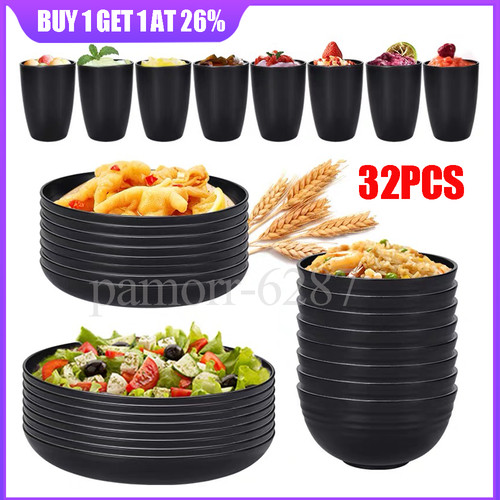 Black dinnerware bowl plates - black,