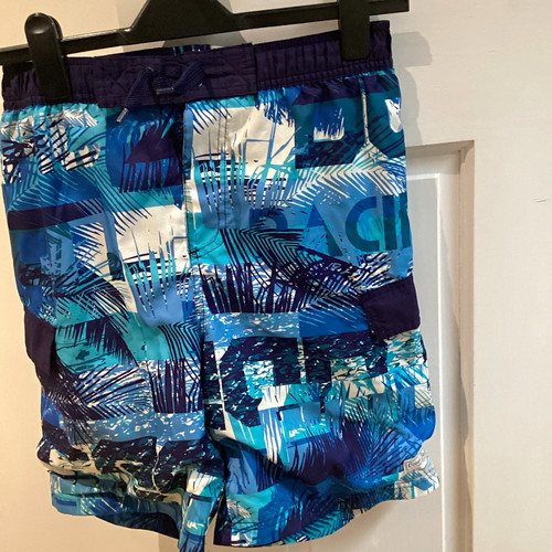 Blue abstract swim shorts - swim,