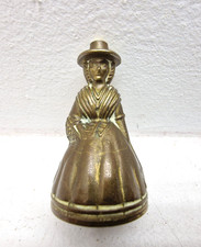 Vintage Brass Crinoline Lady Figural Hand Bell Miniature 6cm Victorian Style