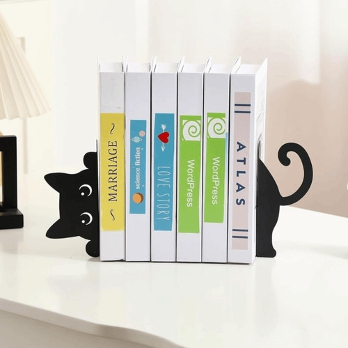 Metal cat bookend - bookend, gift