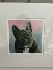 French Bulldog Frenchie Signed Limited Edition Colour Print Dog Portrait Mounted