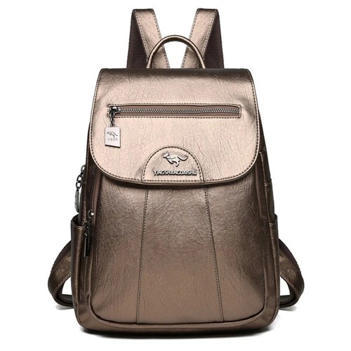 Anti theft leather backpack - leather,